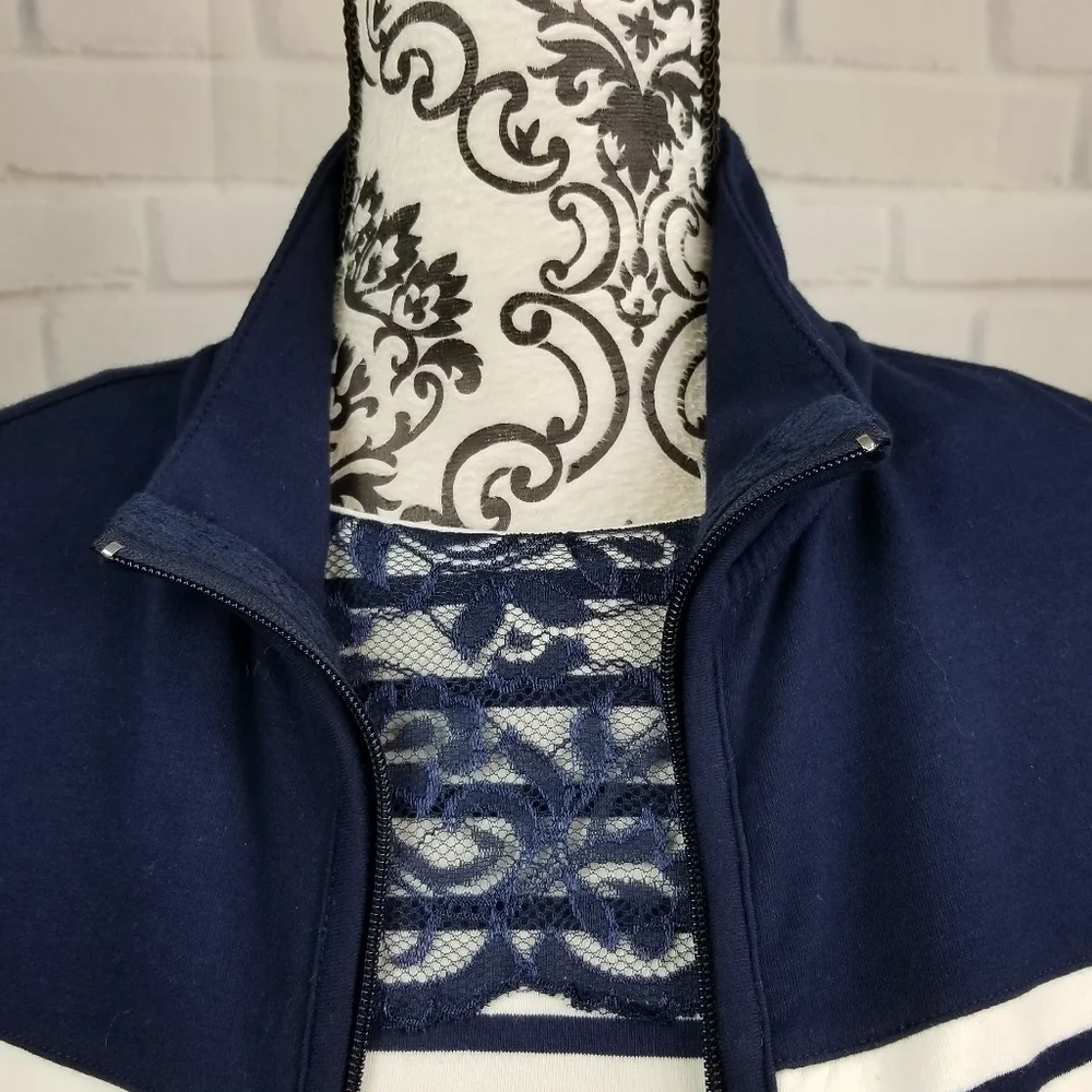 Denim &co jacket set sz xxs stretch knit pockets